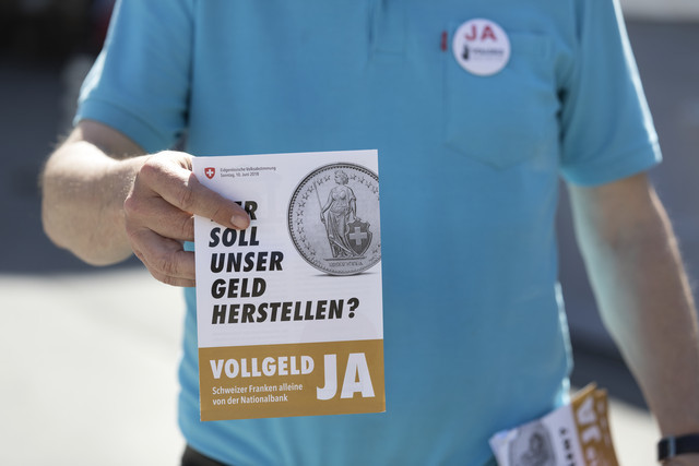 Le peuple suisse se prononce le 10 juin sur l'initiative Monnaie pleine.