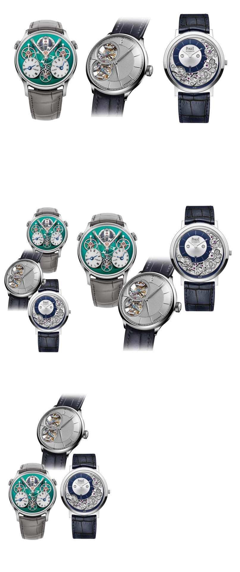 Trois des montres récompensées au Grand Prix d'horlogerie de Genève.