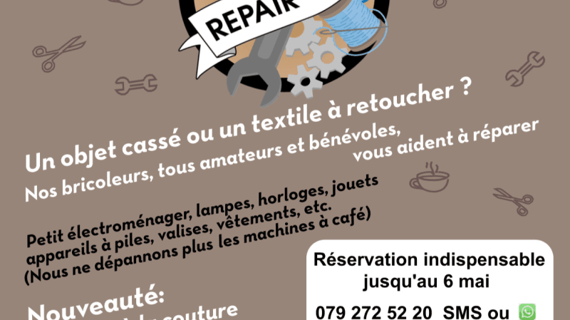 Repair Café 7 mai à Prangins - Salle des Morettes