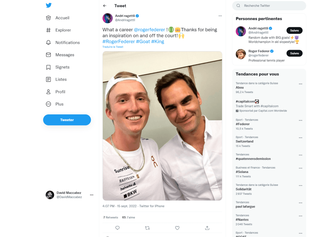 Les réseaux foisonnent de réactions à la retraite de Roger Federer.