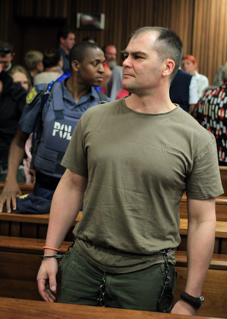 Rudi Gouws, un des membres du groupe extrémiste Boeremag dans le boxe des accusés.