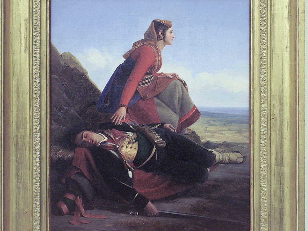 «Femme de brigand veillant sur le sommeil de son mari», un tableau de Leopold Robert de la collection du Musée des beaux-arts de La Chaux-de-Fonds.