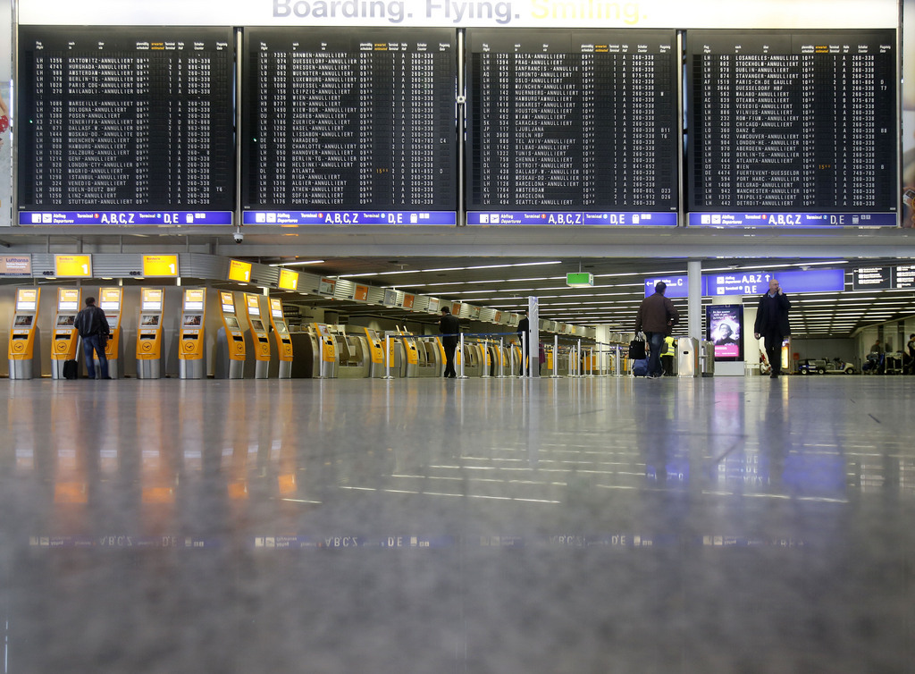 Ce terminal de l'aéroport de Francfort est resté vide durant une bonne partie de la journée.