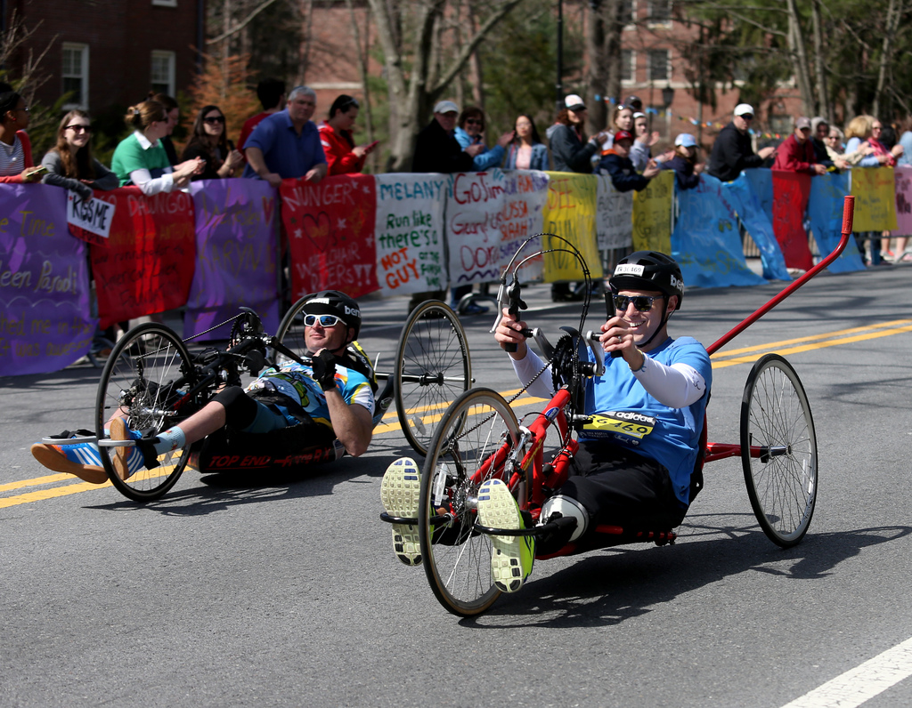 Plusieurs victimes des attentats de 2013, amputés ou lourdement handicapés, ont pris part à ce marathon.
