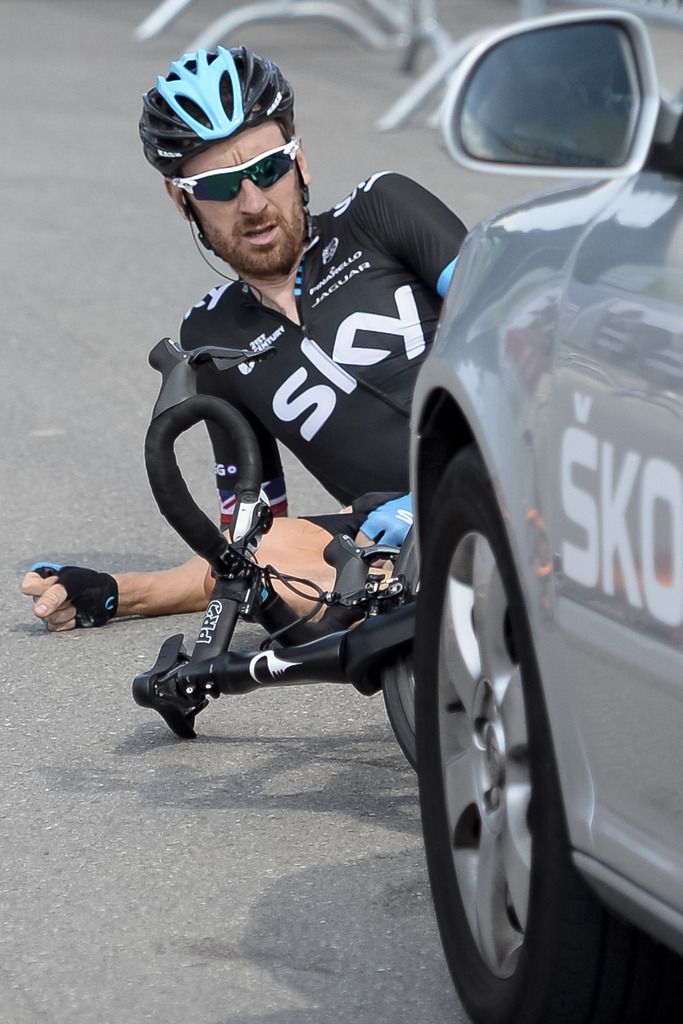 Le britannique Bradley Wiggins a chuté lors de la 4e étape du Tour de Suisse mardi.