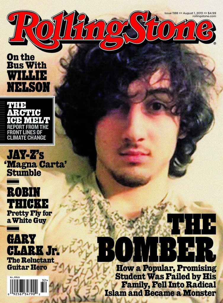 epa03791329 A handout image released 17 July 2013 by Rolling Stone of the cover of the 01 August 2013 issue featuring Boston Marathon Bombing suspect Dzhokhar Tsarnaev with an in depth story about him. Media reports indicate that several US stores are already planning to not sell the issue and several Government officials including Boston Mayor Thomas Menino and Massachusetts Governor Deval Patrick have issued statements lashing out at the magazine. The magazine has issued the following statement: 'Our hearts go out to the victims of the Boston Marathon bombing, and our thoughts are always with them and their families. The cover story we are publishing this week falls within the traditions of journalism and Rolling Stone's long-standing commitment to serious and thoughtful coverage of the most important political and cultural issues of our day. The fact that Dzhokhar Tsarnaev is young, and in the same age group as many of our readers, makes it all the more important for us to examine the complexities of this issue and gain a more complete understanding of how a tragedy like this happens'.  EPA/ROLLING STONE / HANDOUT  HANDOUT EDITORIAL USE ONLY/NO SALES