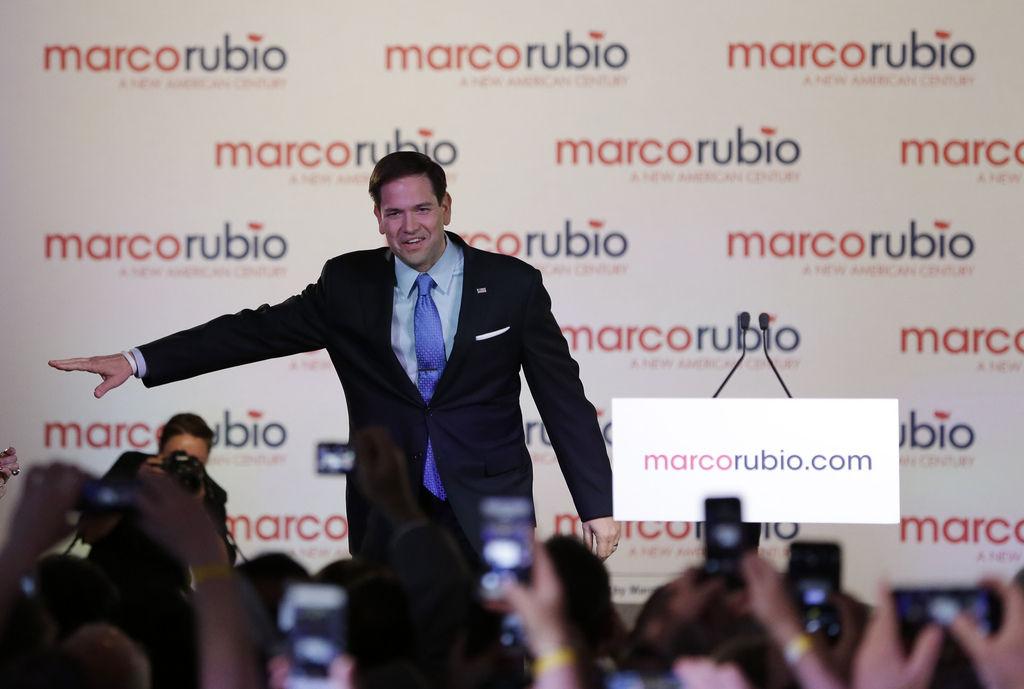 Le sénateur de Floride Marco Rubio annonçant sa candidature à la primaire républicaine pour l'élection présidentielle de 2016.