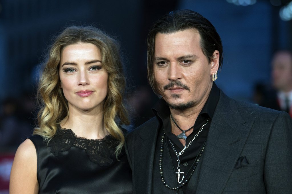 Amber Heard et son époux Johnny Depp au Festival du film de  Londres en octobre dernier.
