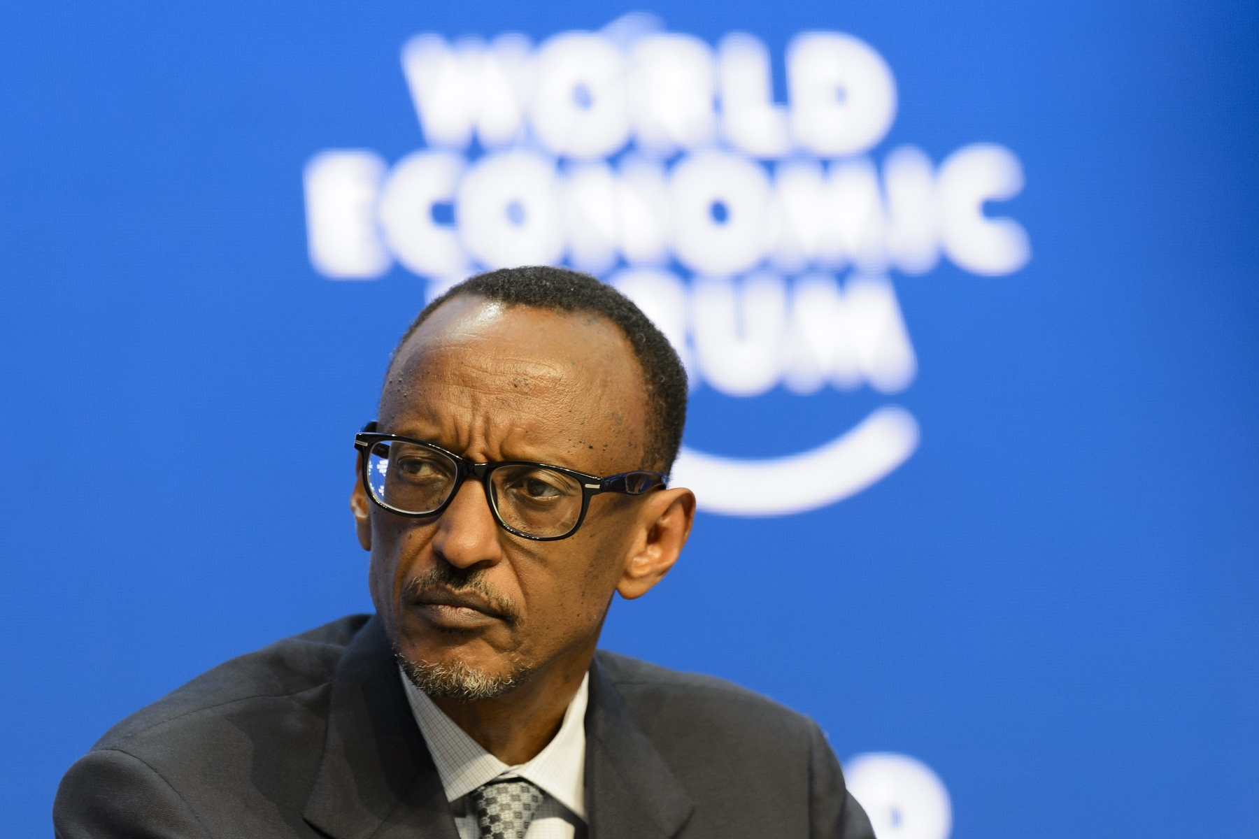 Paul Kagame President of Rwanda, reacts during a panel session at the 45th Annual Meeting of the World Economic Forum, WEF, in Davos, Switzerland, Friday, January 23, 2015. The overarching theme of the Meeting, which takes place from 21 to 24 January, is "The New Global Context". (KEYSTONE/Jean-Christophe Bott)