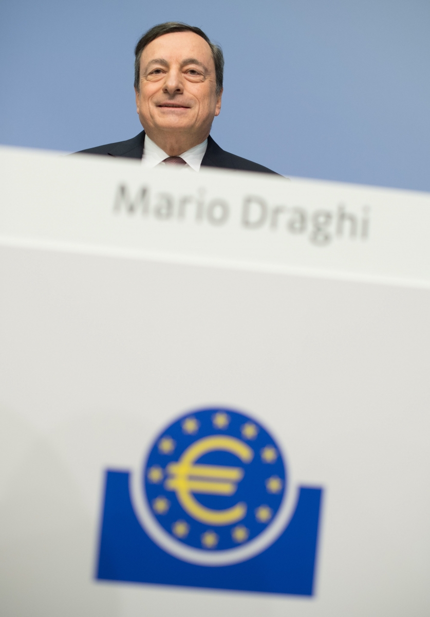 epa05270460 Mario Draghi, President of the European Central Bank (ECB), sits at the start of the†ECB press conference in Frankfurt am Main,†Germany, 21 April 2016.  EPA/ARNE DEDERT GERMANY EUROPEAN CENTRAL BANK PRESS CONFERENCE