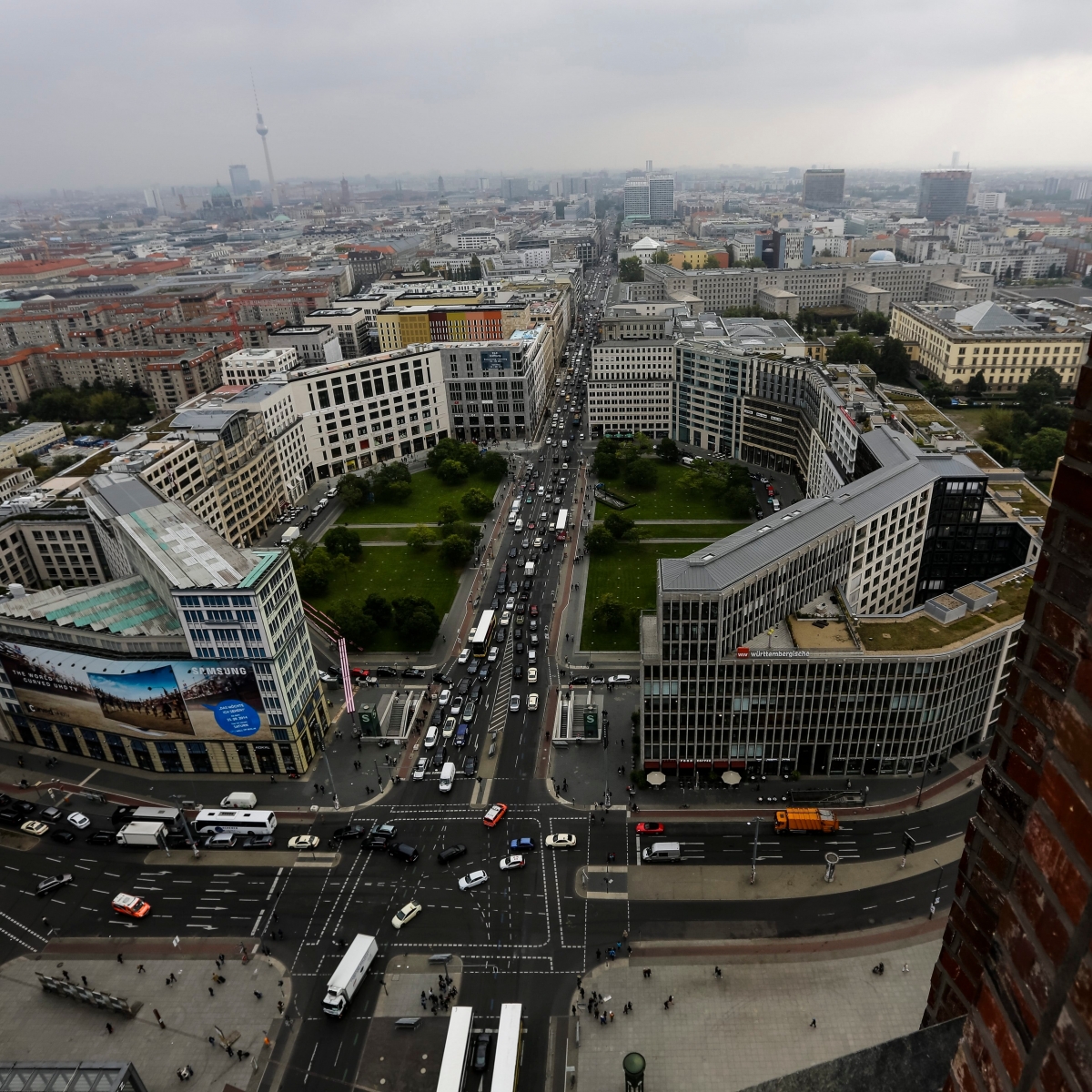 The Sept. 25, 2014 photo shows a view of the Potsdamer Platz and the surrounding areas  in Berlin. (AP Photo/Markus Schreiber) Germany Berlin Wall Anniversary Then and Now
