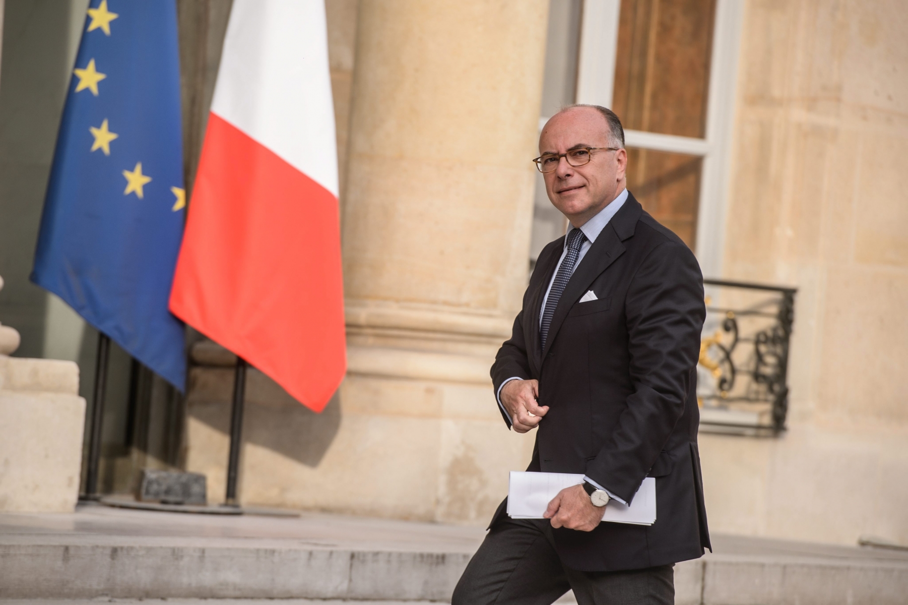 epa05661872 (FILE) A file picture dated 27 July 2016 shows French interior minister Bernard Cazeneuve arriving at Elysee Palace for a meeting with Francois Hollande and religious representatives, in Paris, France. Cazeneuve was named the new Prime Minister on 06 December 2016, after Manuel Valls announced his resignation as Prime Minister to run in the Socialist Party's primaries for French presidential elections on 23 April and 07 May 2017.  EPA/CHRISTOPHE PETIT TESSON FILE FRANCE CRIME CHURCH ATTACK AFTERMATH