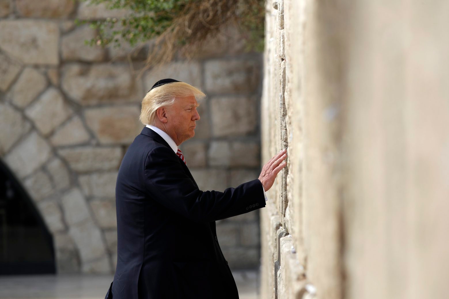 President Donald Trump visits the Western Wall, Monday, May 22, 2017, in Jerusalem. (AP Photo/Evan Vucci) APTOPIX Trump US Israel