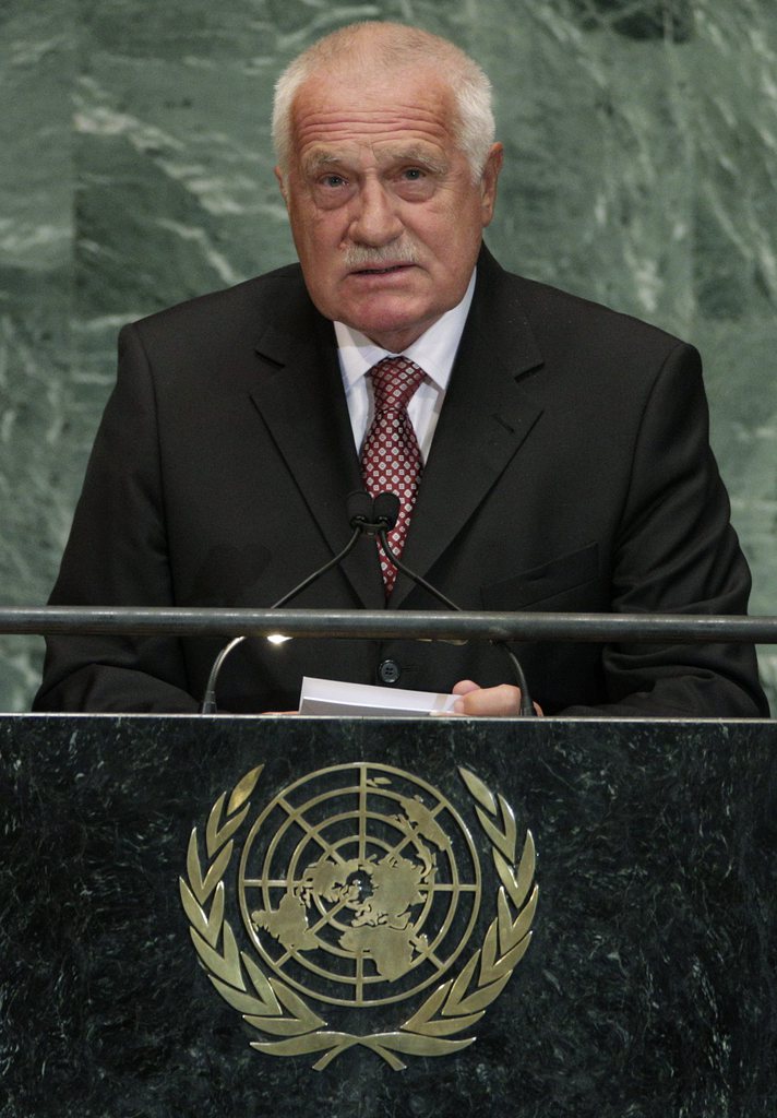 Czech Republic President Vaclav Klaus addresses the 67th session of the United Nations General Assembly at U.N. headquarters Tuesday, Sept. 25, 2012. (AP Photo/Frank Franklin II)