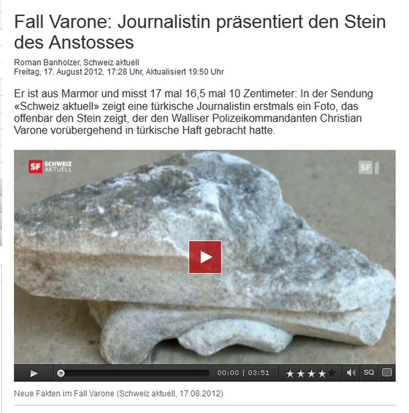 Vendredi, «Schweizer Fernsehen» faisait sensation en dévoilant ce qui pourrait être la photo de la pierre ramassée par Christian Varone.