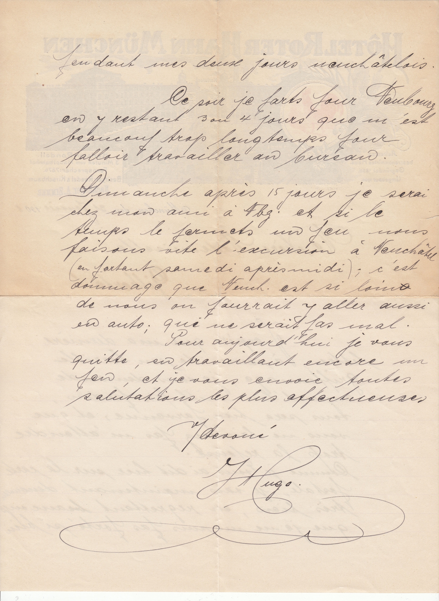 Fragment de lettre rédigée par un Allemand venu en séjour linguistique à Neuchâtel en 1907, et qui était tombé amoureux d'une jeune fille de la région. 