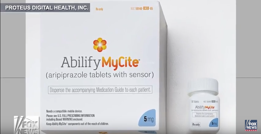 Abilify MyCite est commercialisée par le groupe pharmaceutique japonais Otsuka Pharmaceutical Company, tandis que le capteur et le patch sont fabriqués par la firme américaine Proteus Digital Health.