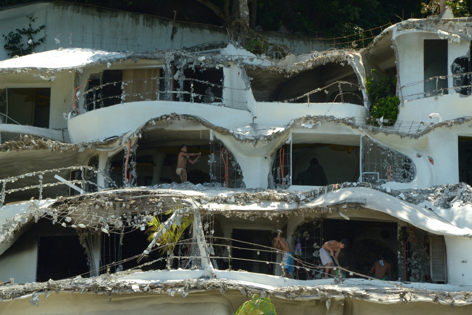 epa06693855 A view of hotel being demolished in the resort island of Boracay, Philippines 26 April 2018. The Philippines' famous Boracay island was closed to the public for six months, on April 26, for sanitation and development work at the tourist destination, which the country's president had called a 'cesspool.' Beginning at midnight, authorities banned visitors entry to the island, located about 300 kilometers (186 miles) south of Manila, the Department of Environment and Natural Resources reported. In February, President Rodrigo Duterte called the resort a "cesspool" because of its water contamination and later ordered the total closure to the public for six months to resolve environmental issues.  EPA/JO HARESH TANODRA PHILIPPINES TOURISM
