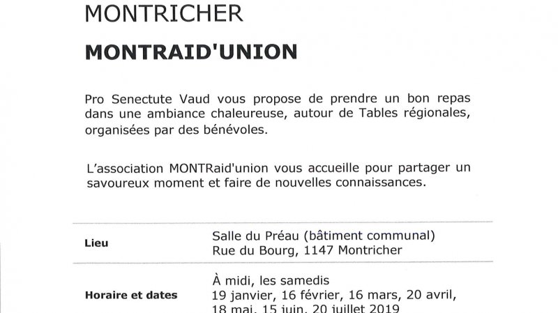 Table régionale pro senectute - MONTRaid'union