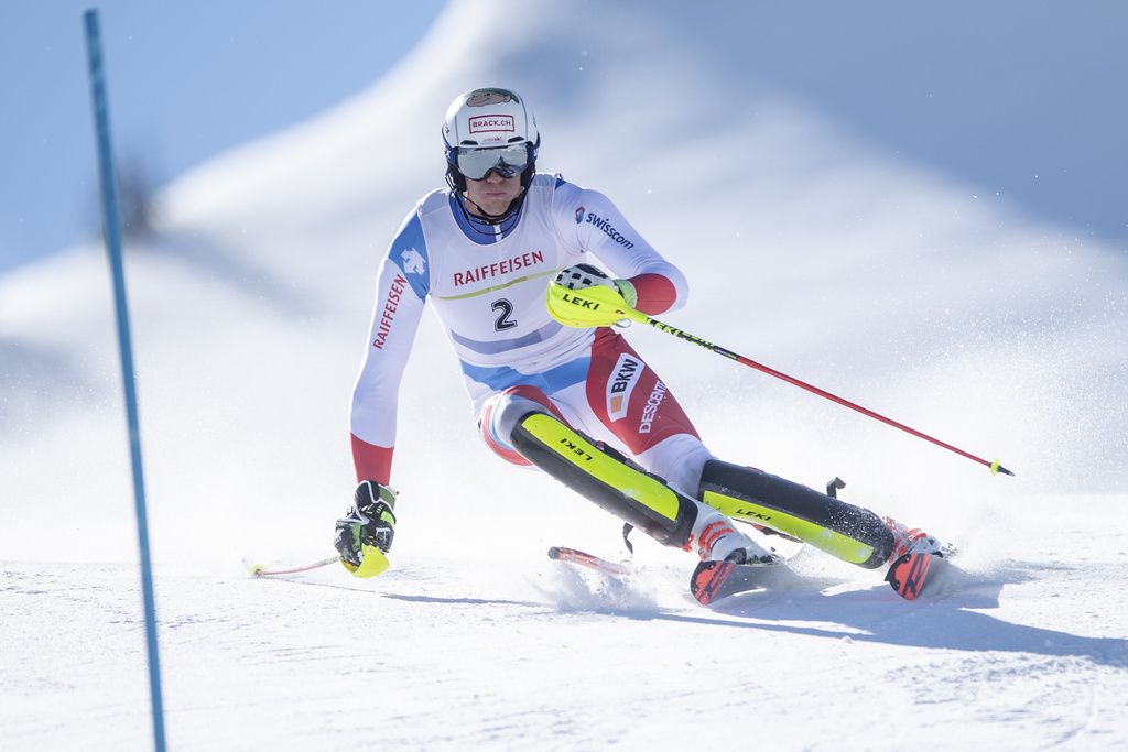 Ramon Zenhaeusern beim Slalom der Herren an der Alpinen Ski Schweizermeisterschaft vom Samstag, 23. Maerz 2019 auf dem Hoch-Ybrig. (KEYSTONE/Urs Flueeler)