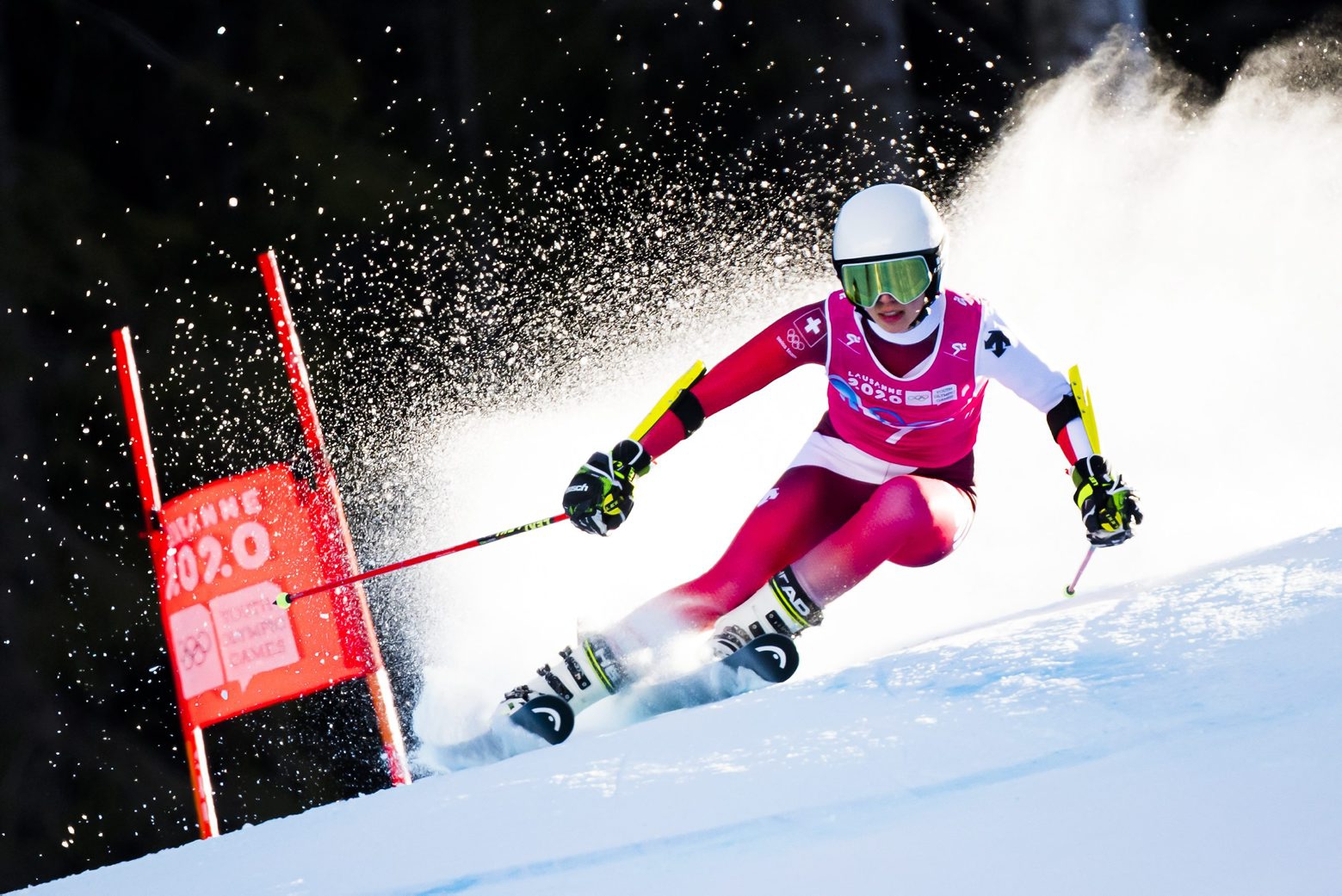 Gold medalist Amelie Klopfenstein from Switzerland in action during the second run of the women's Giant Slalom race of the alpine skiing event at the Lausanne 2020 Winter Youth Olympic Games, in Les Diablerets, Switzerland, Sunday, January 12, 2020. The 3rd Winter Youth Olympic Games will take place in Lausanne from 9 to 22 January 2020. (KEYSTONE/Jean-Christophe Bott) SWITZERLAND YOUTH OLYMPIC GAMES
