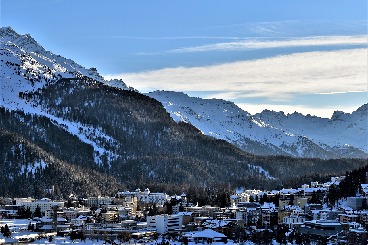 Wintry Slopes Winter St Moritz Ski Area Mountains